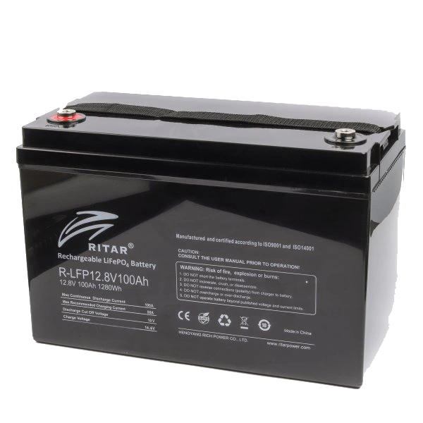 Акумуляторна батарея з bluetooth Ritar LiFePO4 12,8V 100Ah 1280Wh BMS50A@4S (330 х 172 х 214 мм), 13kg Q1