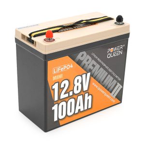 Акумуляторна батарея LiFePO4 Power Queen 12.8V 100Ah Mini, 1280Wh, BMS 100A, ≥4000 циклів, 329*172*214мм